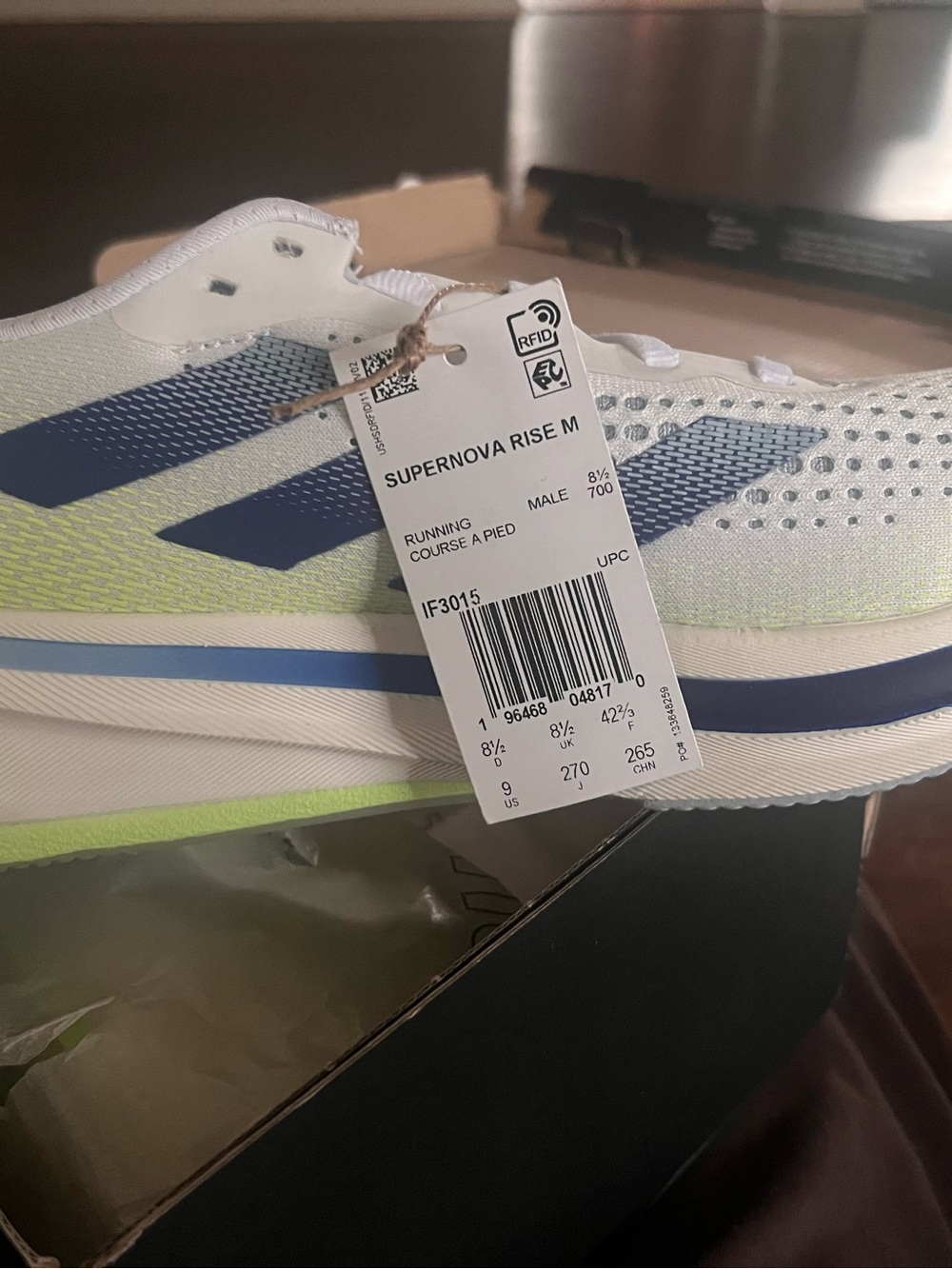 adidas Supernova Rise M Running Shoes White Blue Neon Green